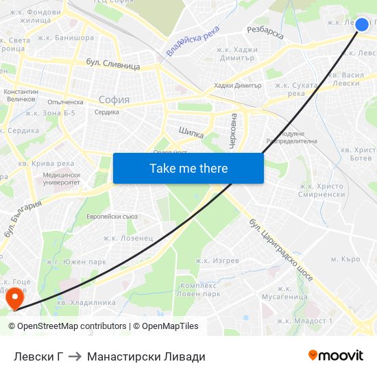 Левски Г to Манастирски Ливади map