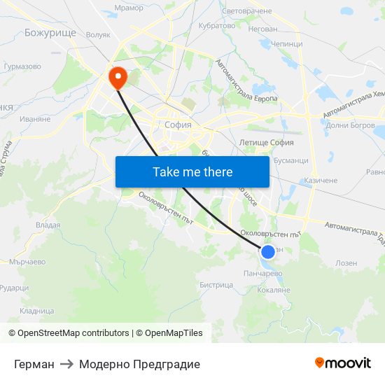 Герман to Модерно Предградие map