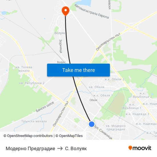 Модерно Предградие to С. Волуяк map