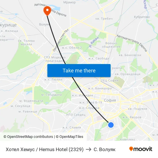 Ⓜ️ Хотел Хемус / Hemus Hotel (2329) to С. Волуяк map