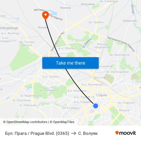 Бул. Прага / Prague Blvd. (0365) to С. Волуяк map