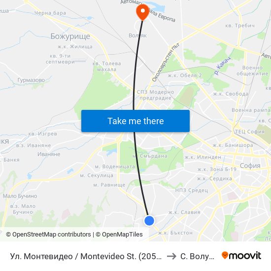 Ул. Монтевидео / Montevideo St. (2050) to С. Волуяк map