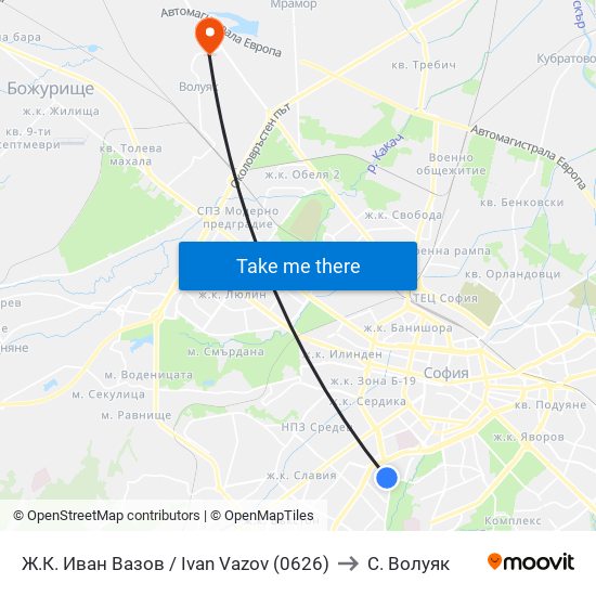 Ж.К. Иван Вазов / Ivan Vazov (0626) to С. Волуяк map