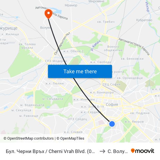 Бул. Черни Връх / Cherni Vrah Blvd. (0398) to С. Волуяк map
