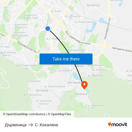 Дървеница to С. Кокаляне map