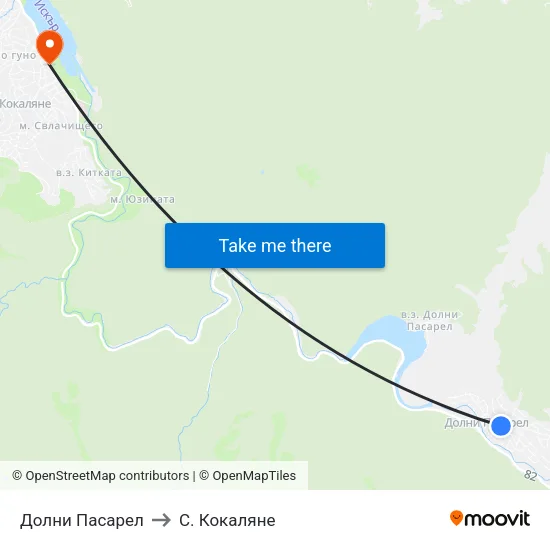 Долни Пасарел to С. Кокаляне map