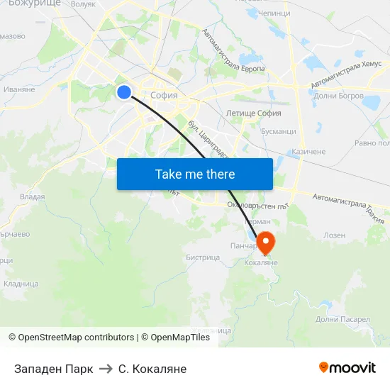 Западен Парк to С. Кокаляне map