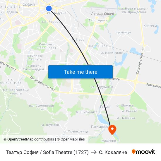 Театър София / Sofia Theatre (1727) to С. Кокаляне map