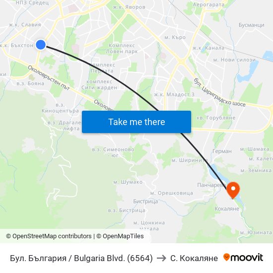 Бул. България / Bulgaria Blvd. (6564) to С. Кокаляне map