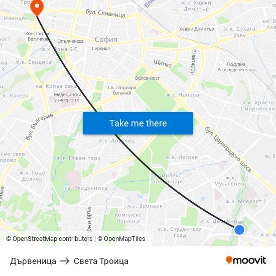 Дървеница to Света Троица map