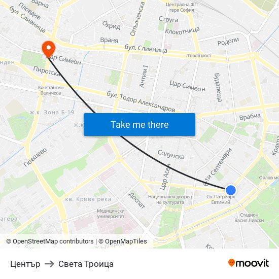 Център to Света Троица map