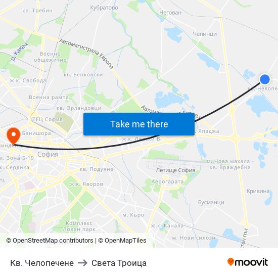 Кв. Челопечене to Света Троица map