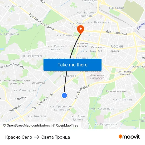 Красно Село to Света Троица map