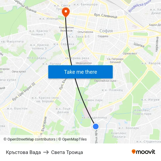 Кръстова Вада to Света Троица map