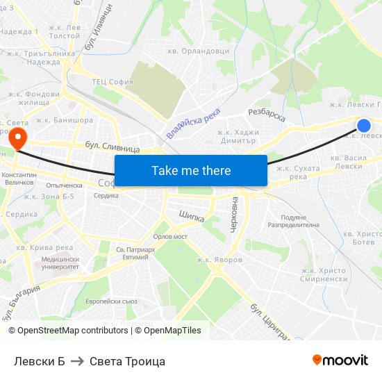 Левски Б to Света Троица map