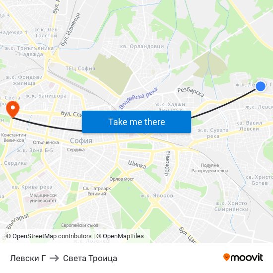 Левски Г to Света Троица map