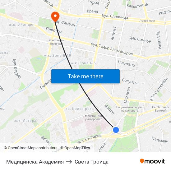 Медицинска Академия to Света Троица map