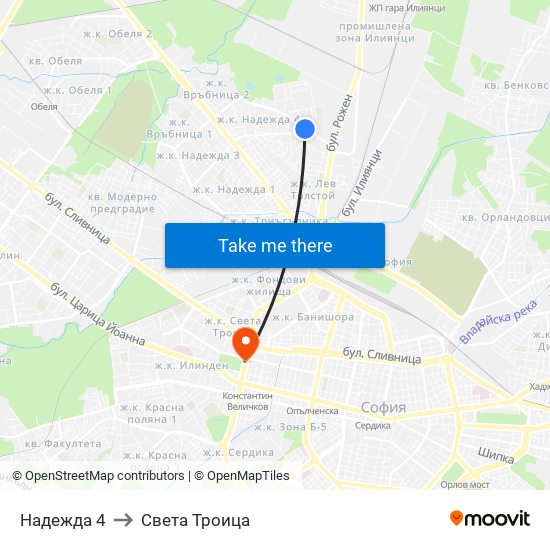 Надежда 4 to Света Троица map