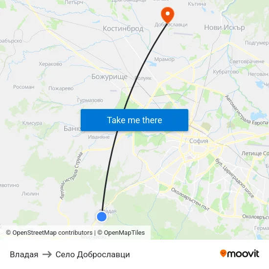 Владая to Село Доброславци map
