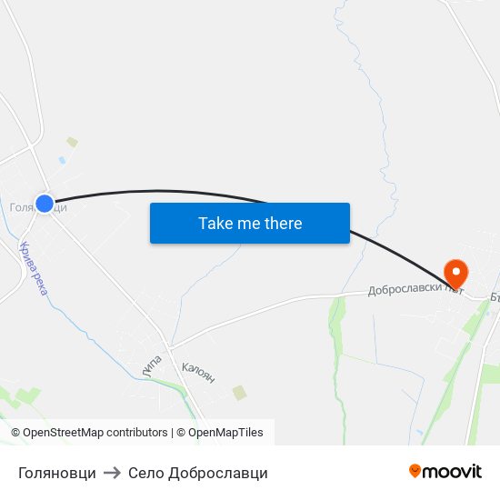 Голяновци to Село Доброславци map