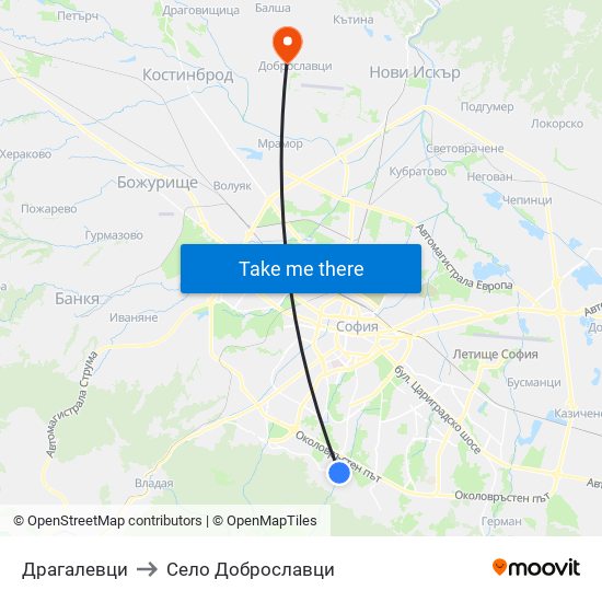 Драгалевци to Село Доброславци map