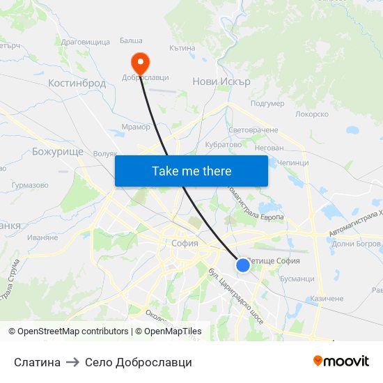 Слатина to Село Доброславци map