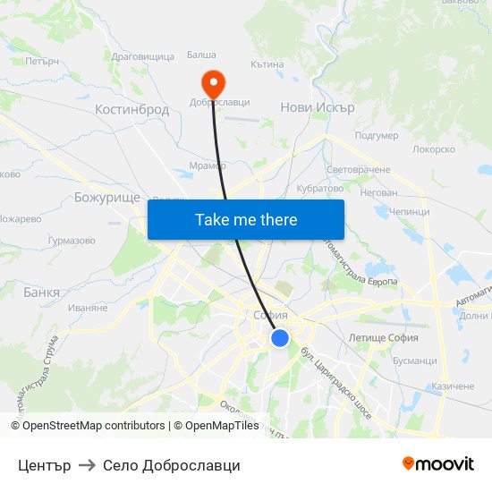 Център to Село Доброславци map