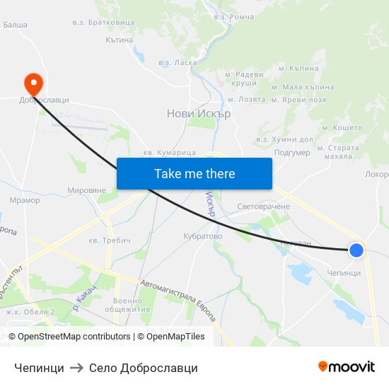 Чепинци to Село Доброславци map