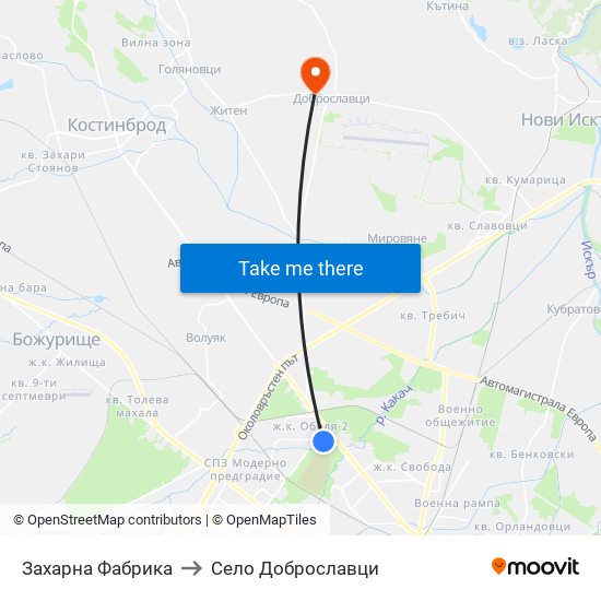 Захарна Фабрика to Село Доброславци map