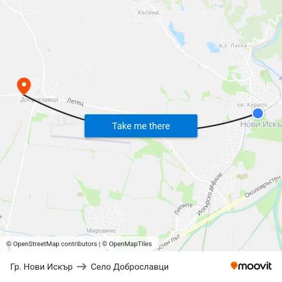 Гр. Нови Искър to Село Доброславци map