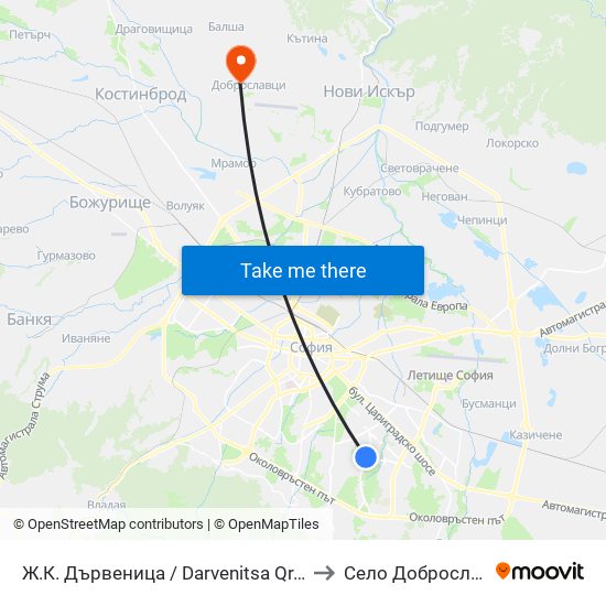 Ж.К. Дървеница / Darvenitsa Qr. (0801) to Село Доброславци map