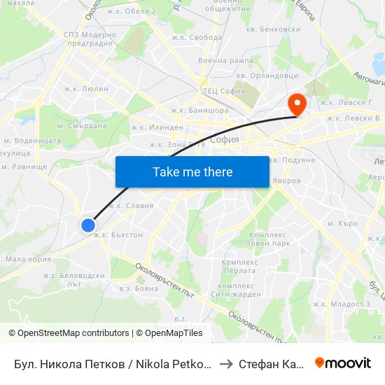 Бул. Никола Петков / Nikola Petkov Blvd. (0350) to Стефан Караджа map