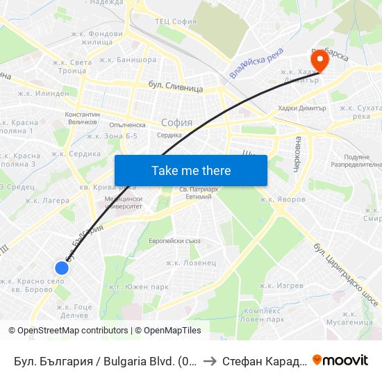 Бул. България / Bulgaria Blvd. (0290) to Стефан Караджа map
