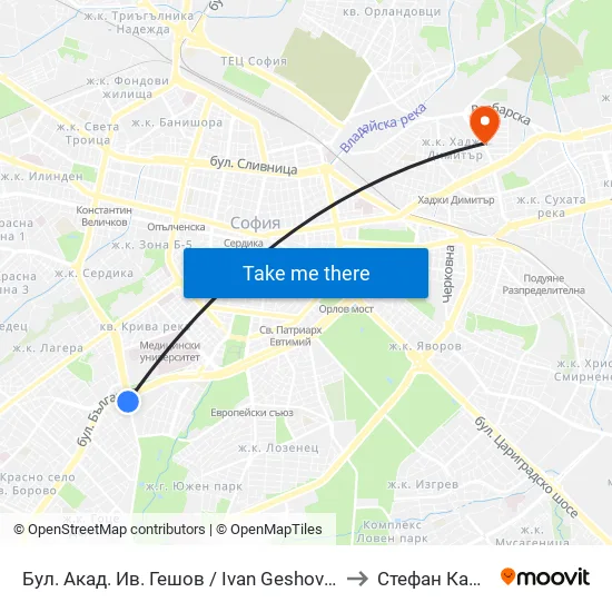 Ⓜ️ Бул. Акад. Ив. Гешов / Ivan Geshov Blvd. (0270) to Стефан Караджа map