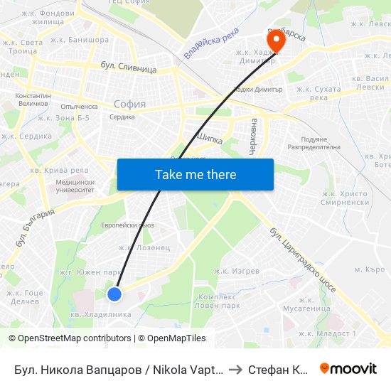 Бул. Никола Вапцаров / Nikola Vaptsarov Blvd. (0344) to Стефан Караджа map