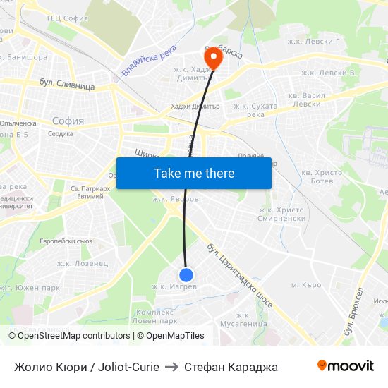 Жолио Кюри / Joliot-Curie to Стефан Караджа map