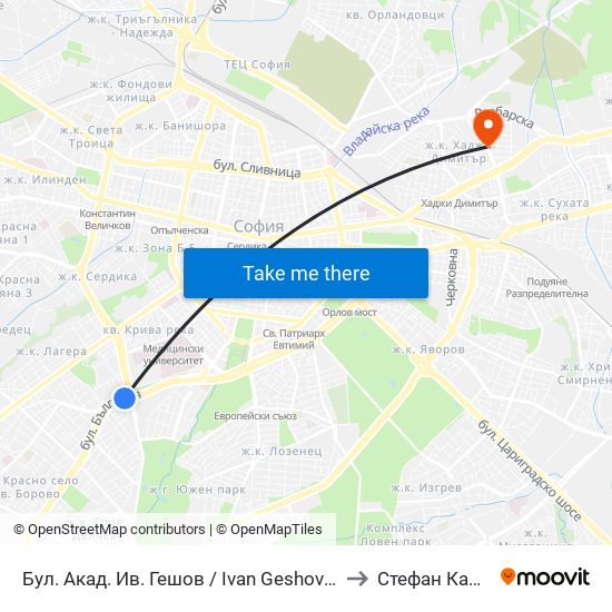 Бул. Акад. Ив. Гешов / Ivan Geshov Blvd. (2804) to Стефан Караджа map