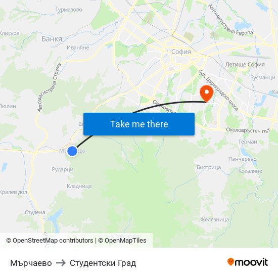 Мърчаево to Студентски Град map