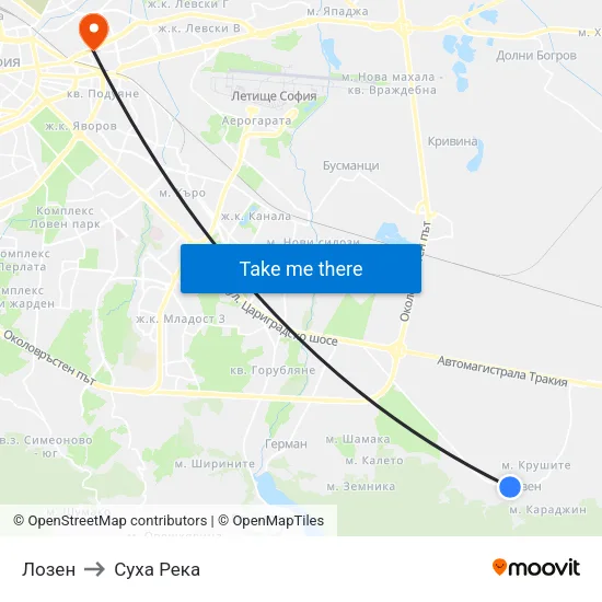 Лозен to Суха Река map