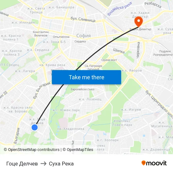 Гоце Делчев to Суха Река map