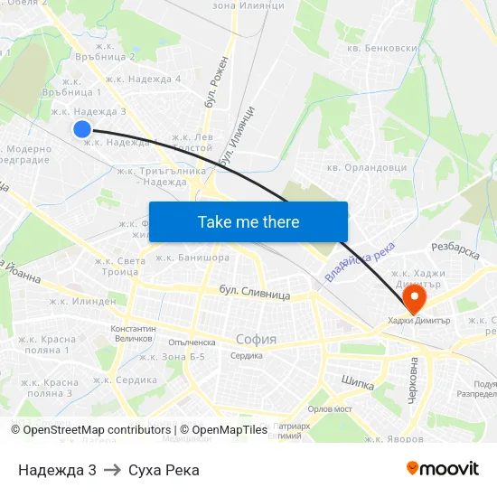 Надежда 3 to Суха Река map