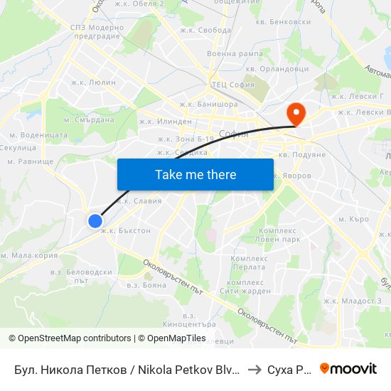 Бул. Никола Петков / Nikola Petkov Blvd. (0350) to Суха Река map