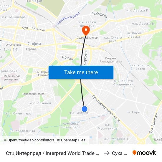 Стц Интерпред / Interpred World Trade Centre (1109) to Суха Река map