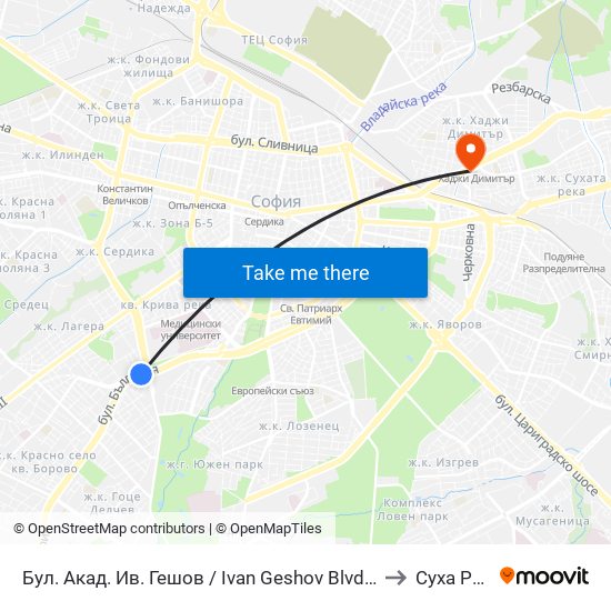 Бул. Акад. Ив. Гешов / Ivan Geshov Blvd. (0275) to Суха Река map