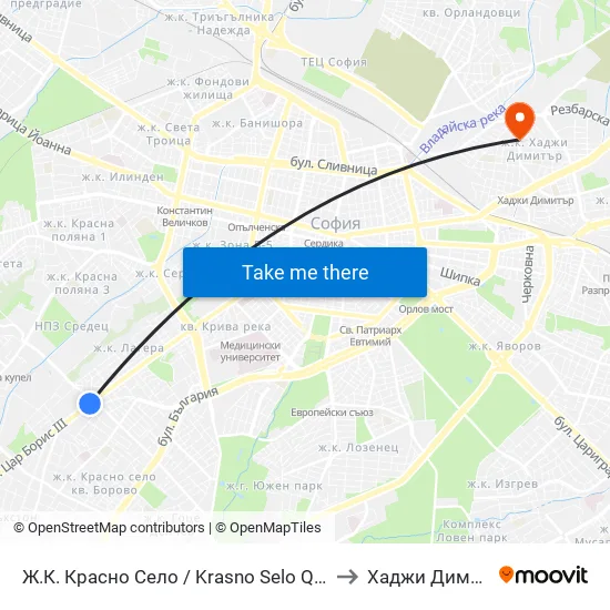 Ⓜ️ Ж.К. Красно Село / Krasno Selo Qr. (0638) to Хаджи Димитър map