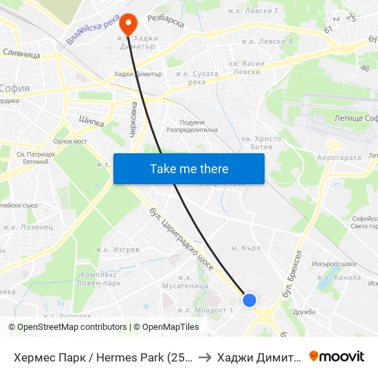 Хермес Парк / Hermes Park (2593) to Хаджи Димитър map