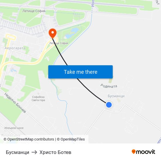 Бусманци to Христо Ботев map