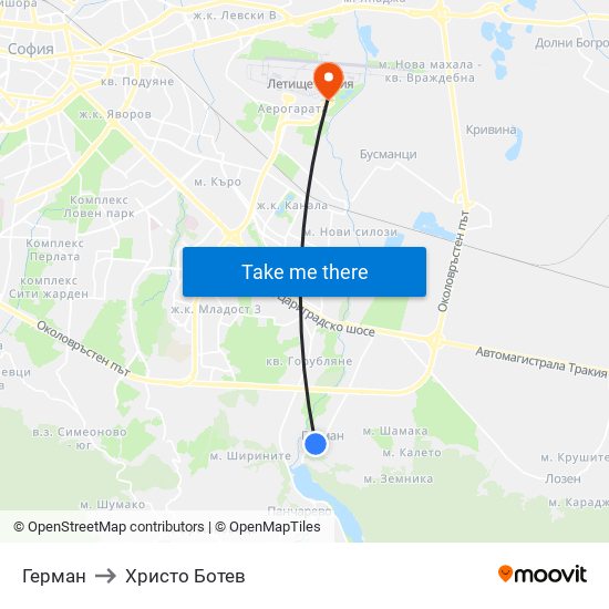 Герман to Христо Ботев map