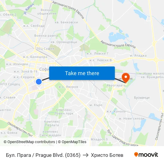 Бул. Прага / Prague Blvd. (0365) to Христо Ботев map