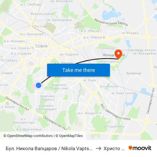 Бул. Никола Вапцаров / Nikola Vaptsarov Blvd. (0344) to Христо Ботев map